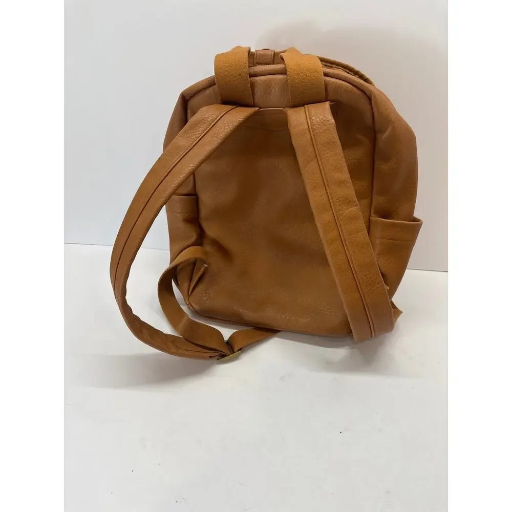 Universal Thread Women’s Cognac Brown Faux Leather Backpack Zip Pocket Bag